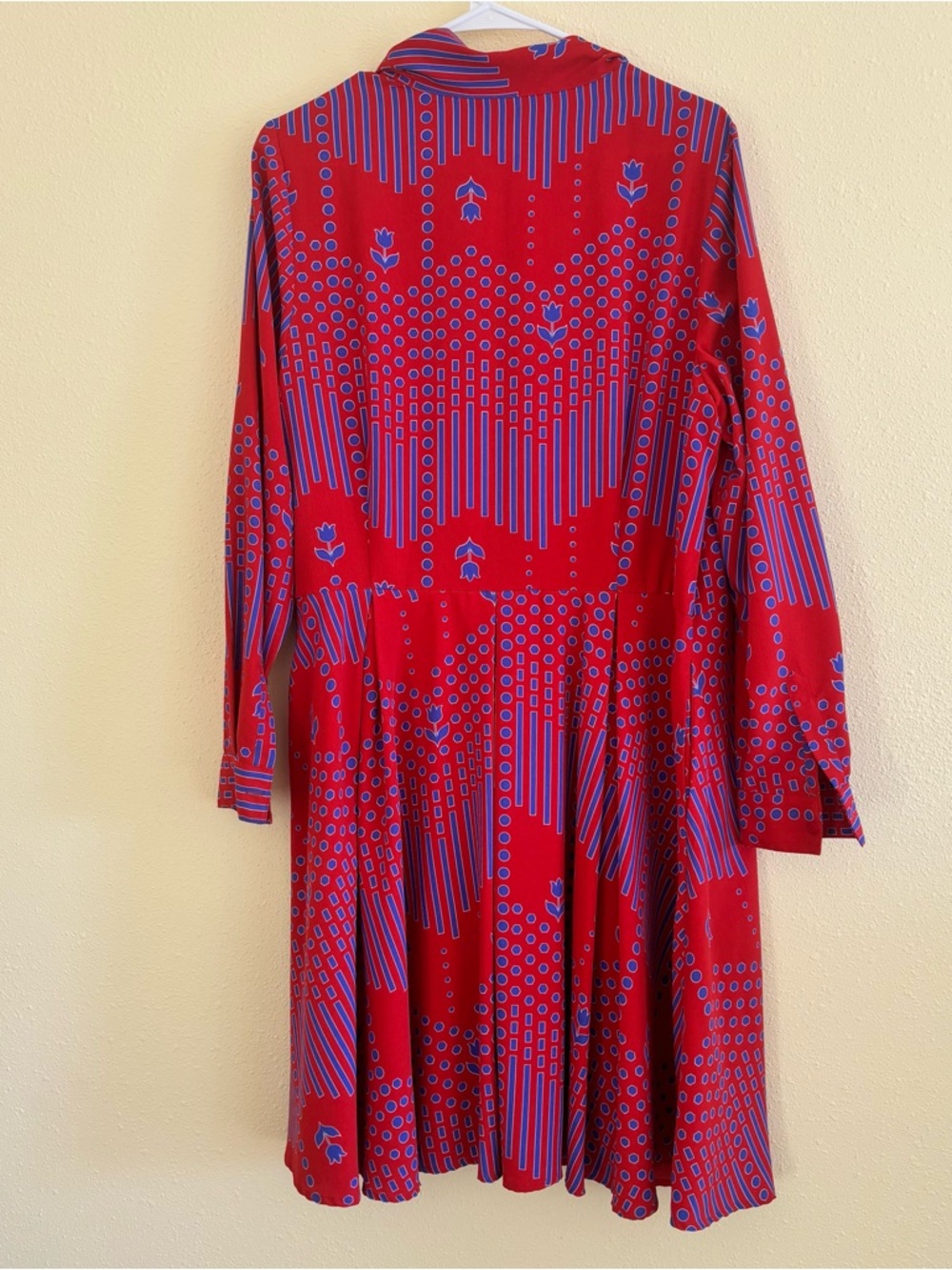 ModCloth Red and Lavender Long Sleeve Tie-Neck Dress - Picture 13 of 13